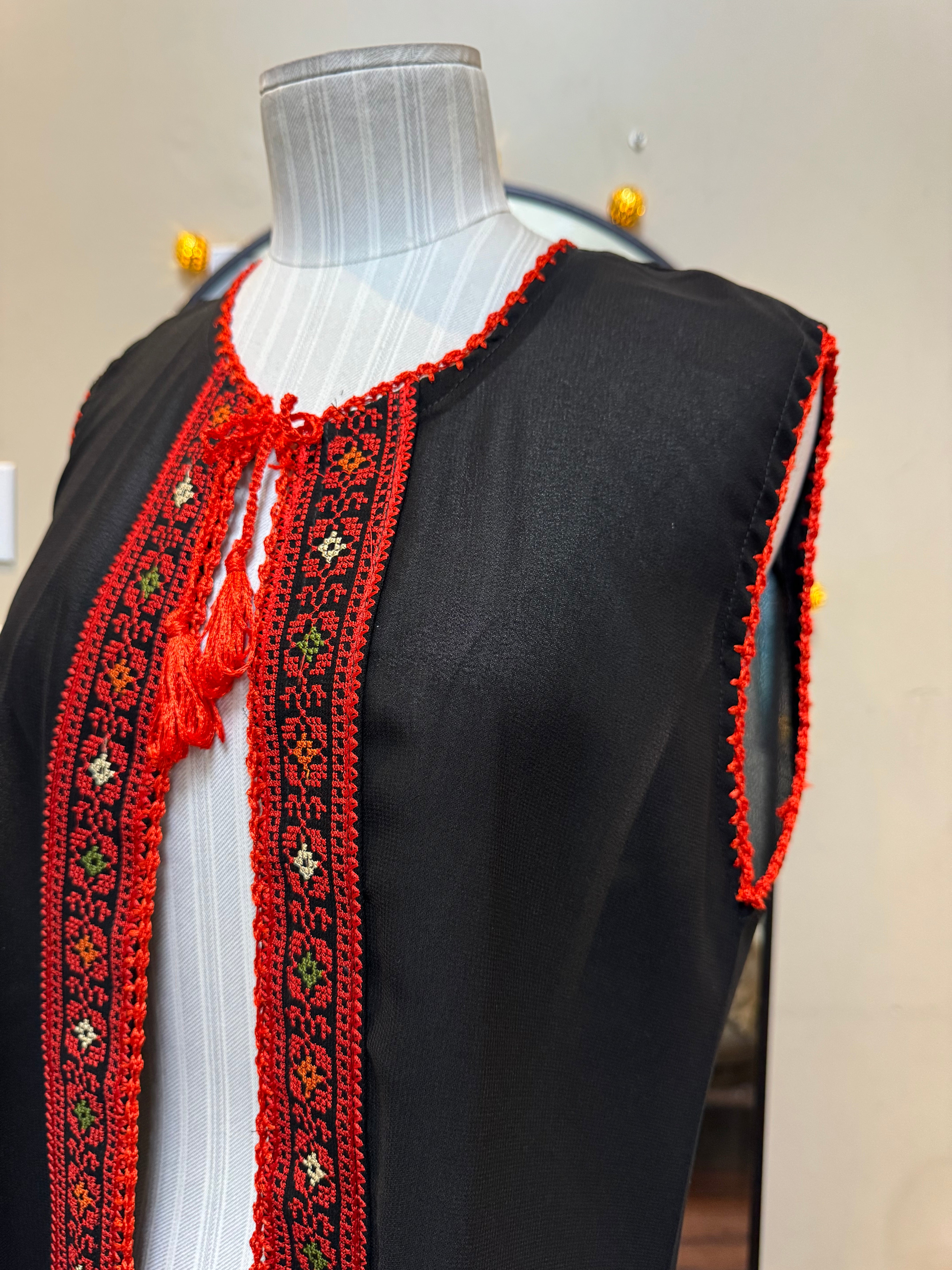 Palestinian Embroidered Black Vest