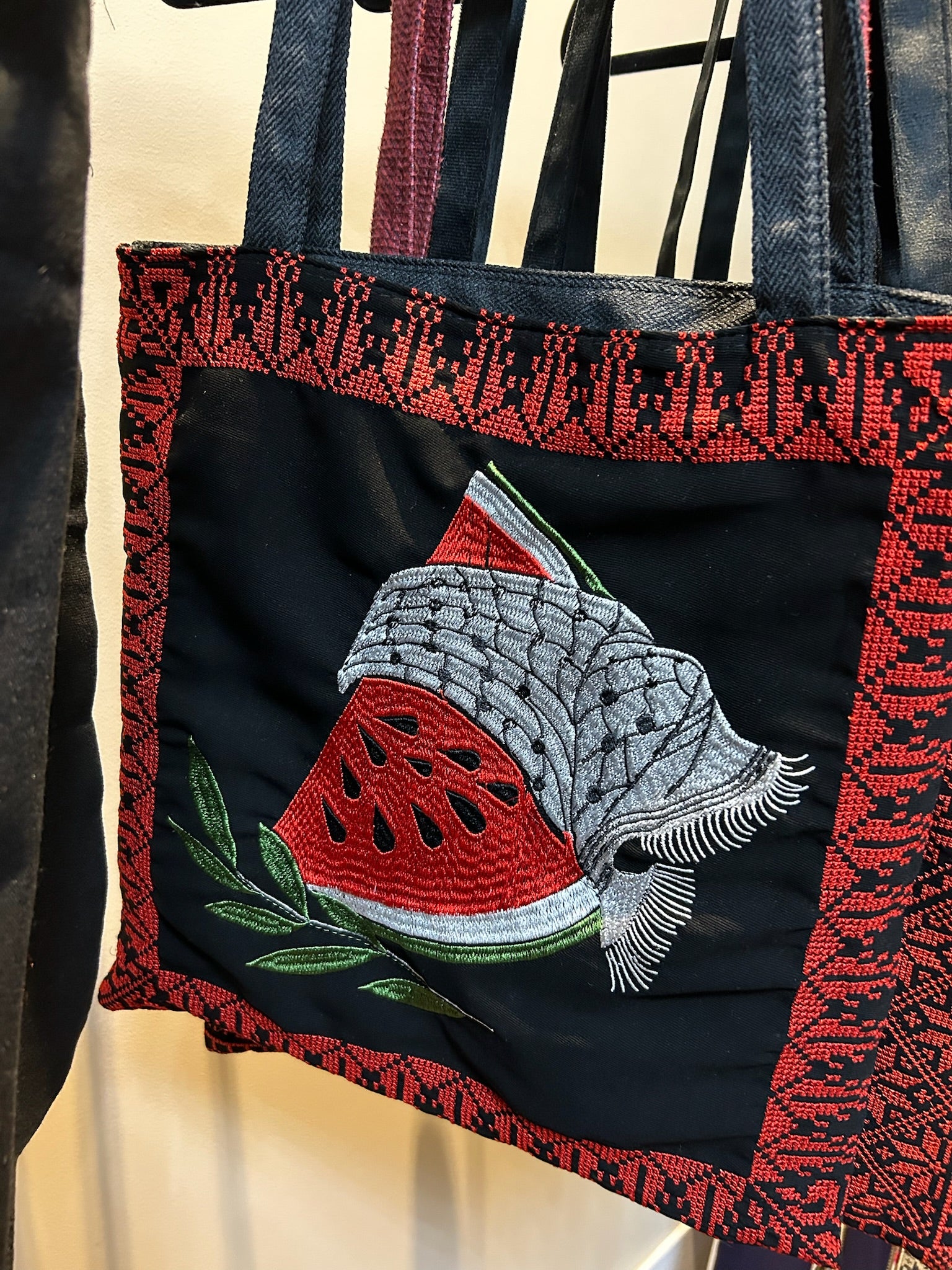 Palestinian Watermelon Embroidered Tote Bag