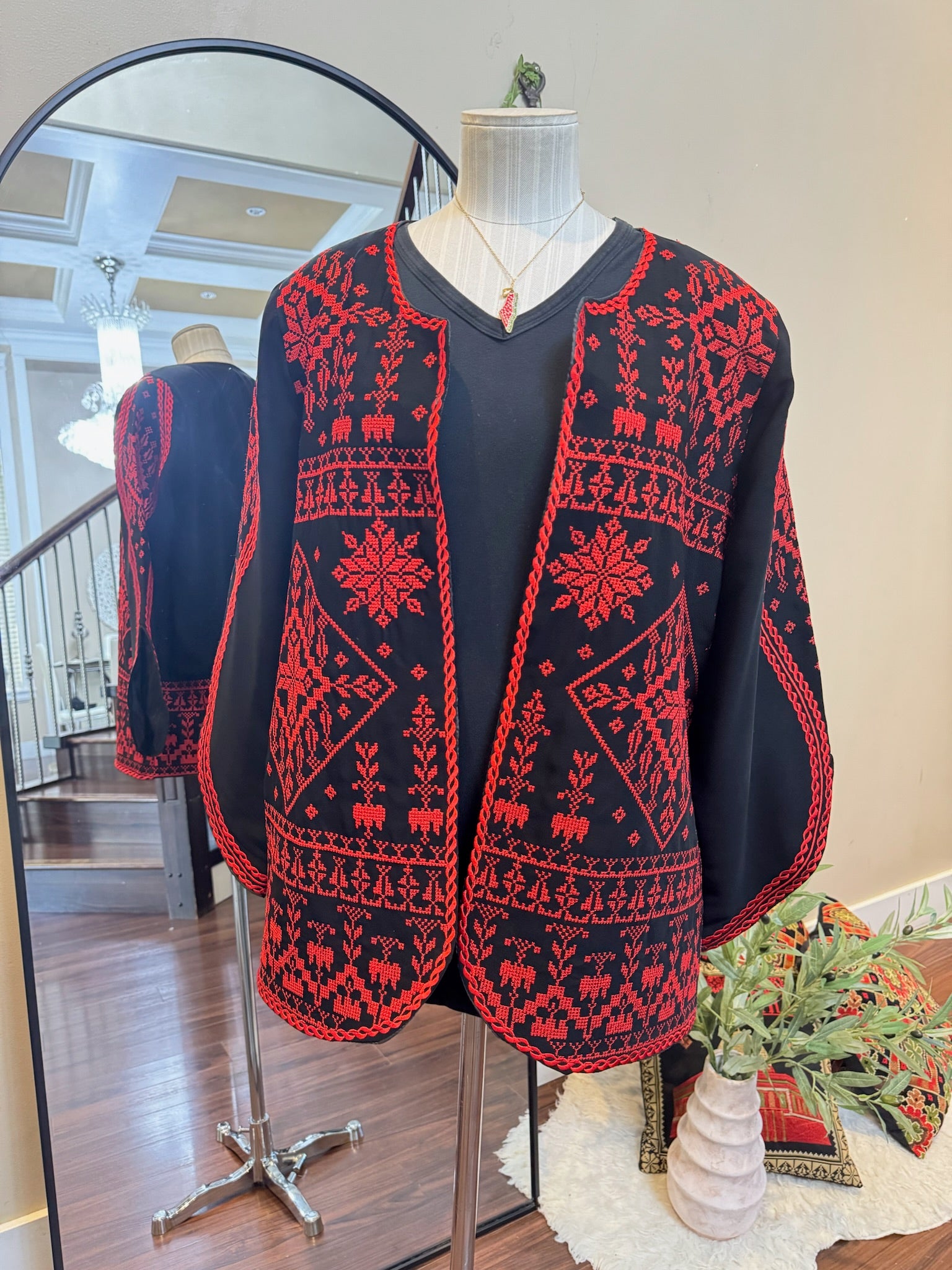 Palestinian Embroidered Blazer – Floral Design