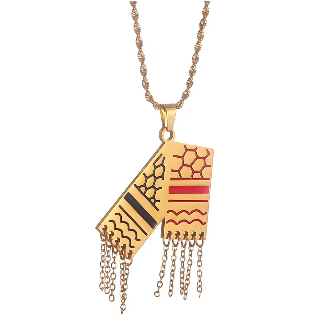 Palestine Koffiyeh Scarve Necklace- Gold