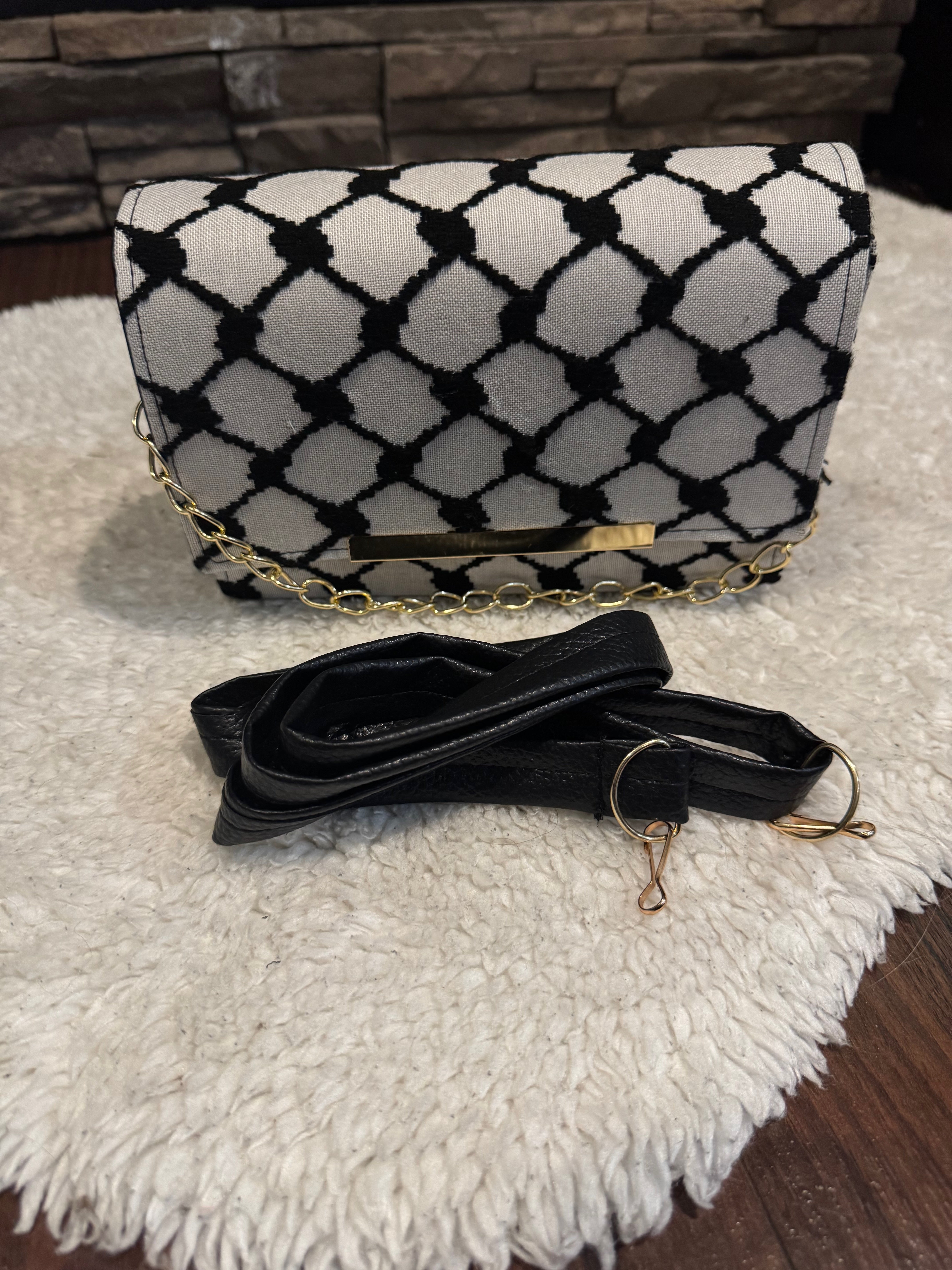 Curve Bag with Gold Chain