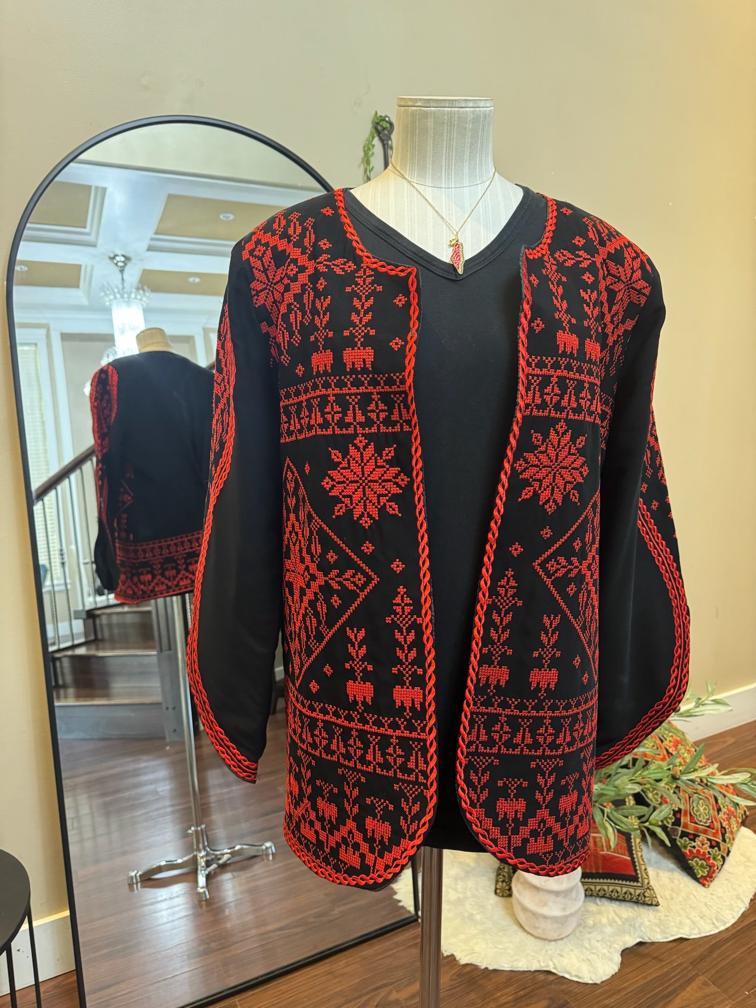 Palestinian Embroidered Blazer – Floral Design