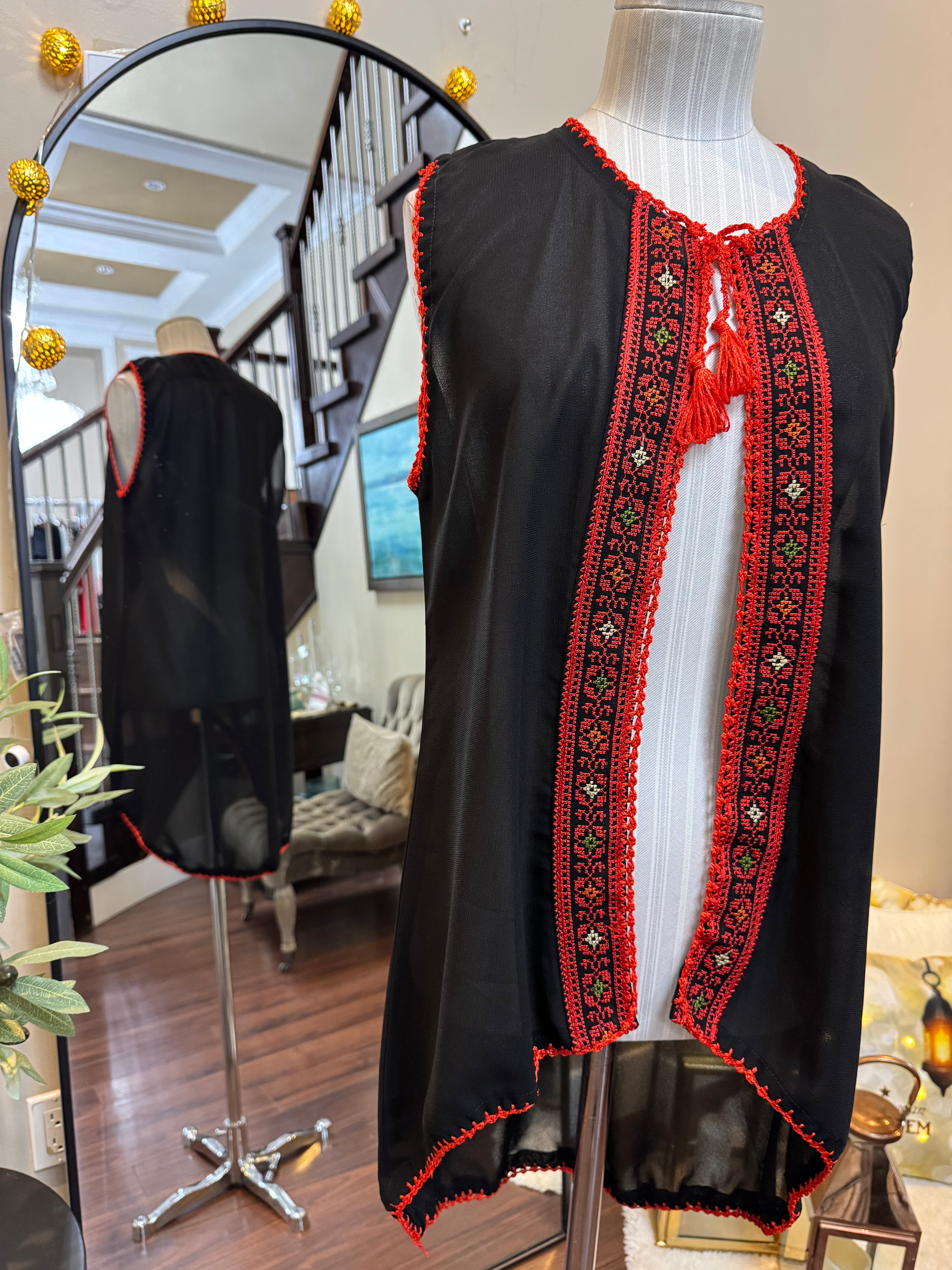 Palestinian Embroidered Black Vest