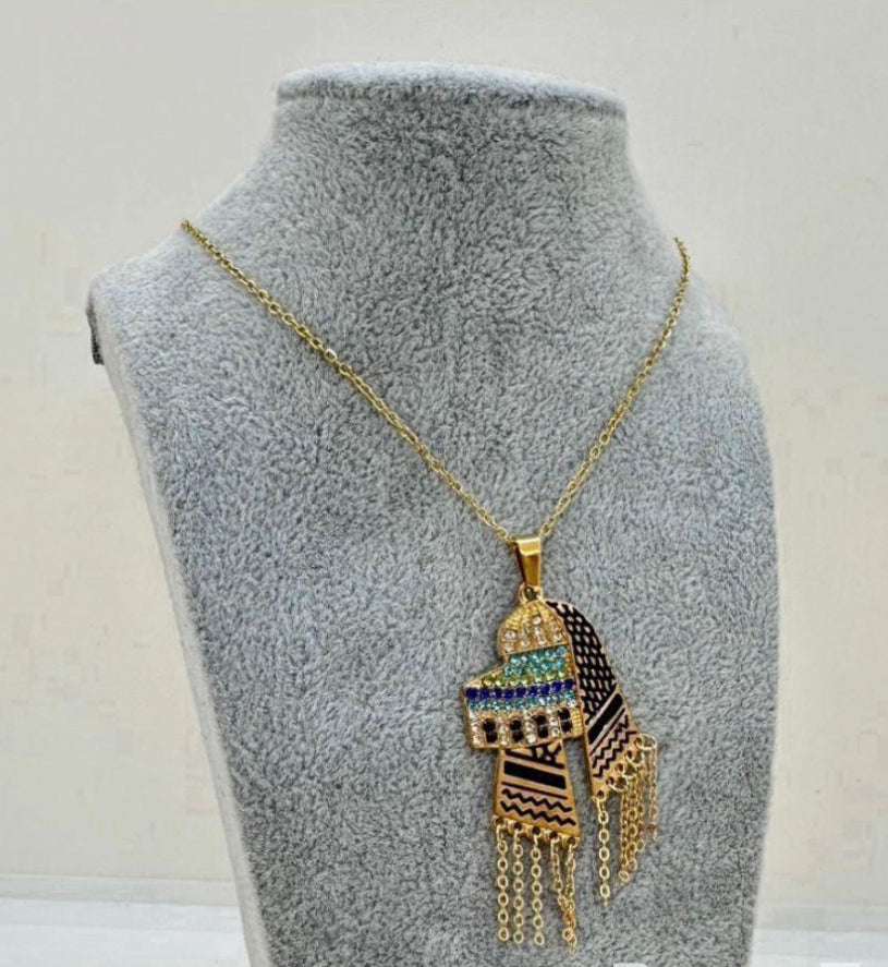 Dome of the Rock & Koffiyeh Pendant Necklace