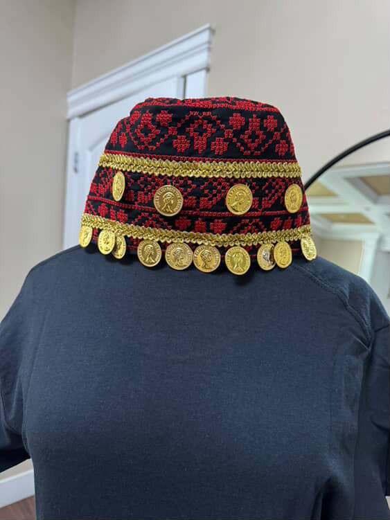 Palestinian Traditional Headpiece – Embroidered with Gold Coins